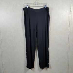 12104 Susan Graver black knit pull on pants w/snap leg detail L